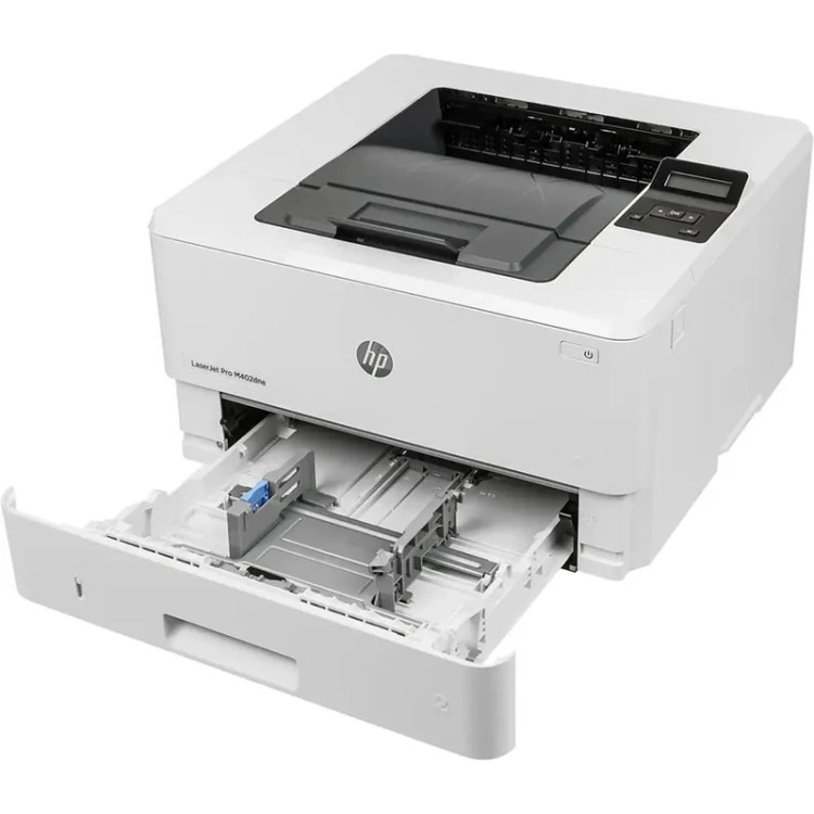 پرینتر اچ پی تک رنگ تک کاره با چاپ لیزری مدل LaserJet Pro M402dne، سایز چاپ A4، دارای فناوری خاموششدن خودکار، قابلیت چاپ دو رو، سرعت زیاد چاپ